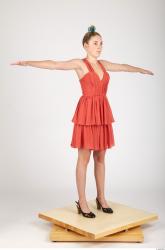 Whole Body Woman T poses Formal Dress Slim Studio photo references